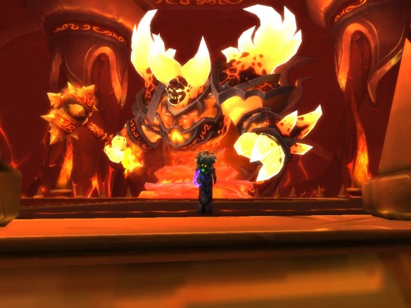 My paladin confronts Ragnaros the Firelord in Firelands