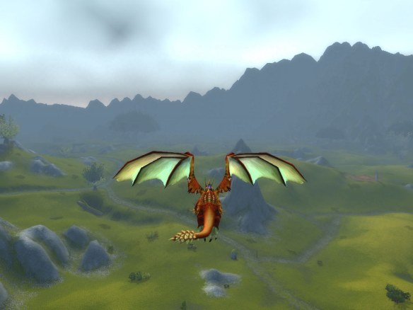 My rogue flying over Arathi Highlands during the Fangs of the Father chain