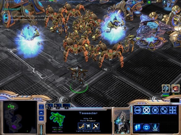 A screenshot of the Starcraft 1 remastered Protoss campaign