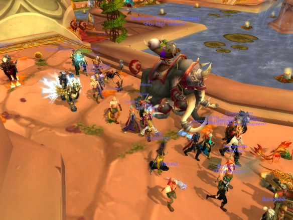 A screenshot of the LGBT pride march on Wyrmrest Accord