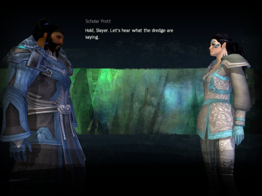 A conversation cinematic in Guild Wars 2