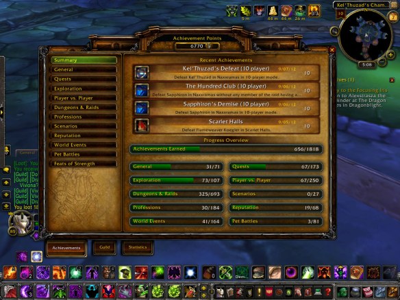 Achievements earned while soloing Naxxramas on my warlock