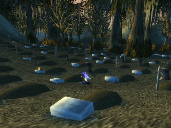 My rogue visiting the mass grave outside of Theramore