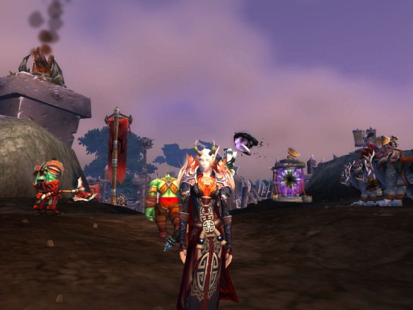 My warlock showing off her new outfit in Dominance Point