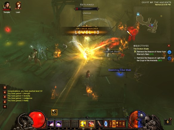 My demon hunter leveling up in Diablo 3