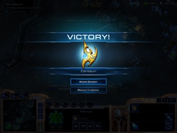 The new victory screen in Starcraft 2