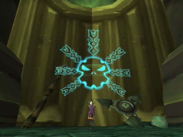 My warlock approaching the Black Temple on her quest to acquire green fire