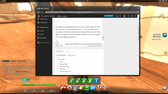 Me writing this blog post from within The Secret World