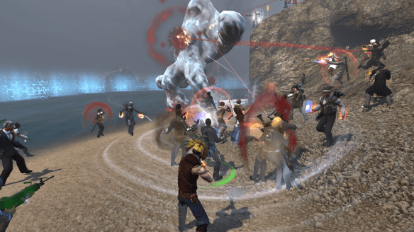 Battling one of the Guardians of Gaia during The Secret World's anniversary event