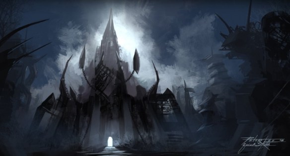 Concept art of the cancelled Azjol-Nerub zone from World of Warcraft