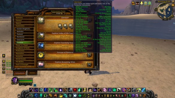 My monk's "Glorious!" achievement for killing every rare in Pandaria