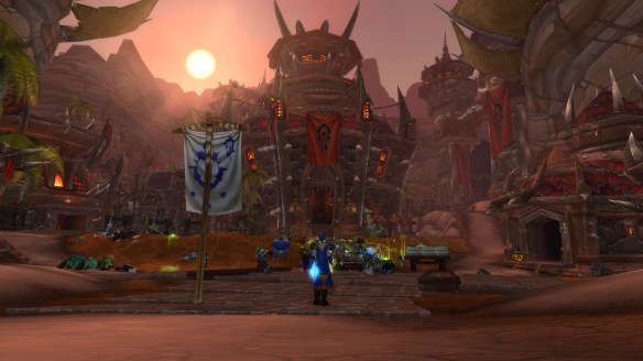 My rogue plants the banner of Theramore in Orgrimmar