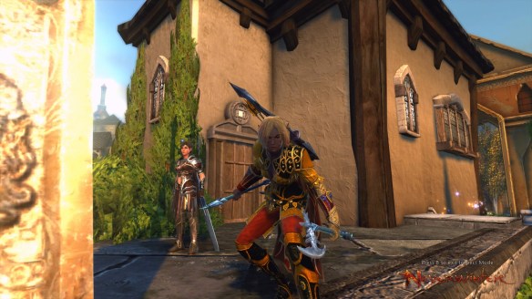 My ranger showing off her fancy new gear in Neverwinter