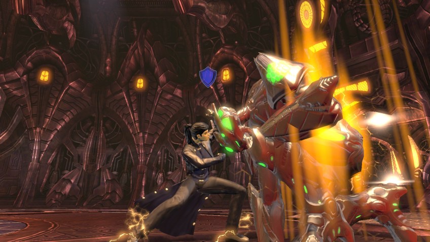 My hero battling the forces of Brainiac in DC Universe Online