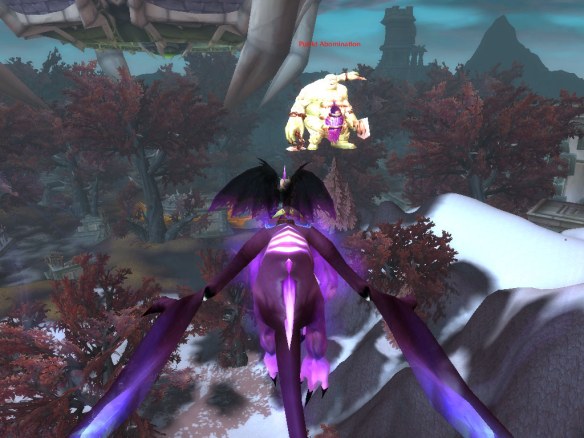 A bugged abomination hovering above Zul'drak