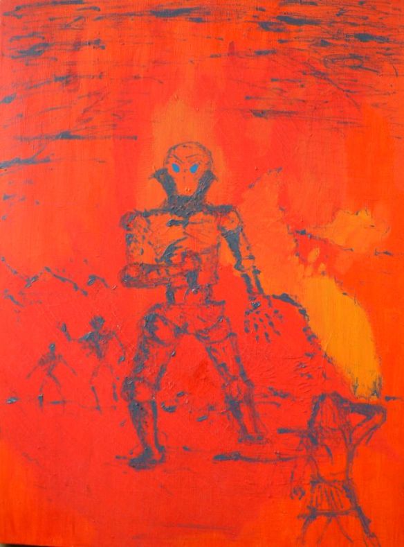 A painting of the Battle of Heart from Rage of the Old Gods done by my father