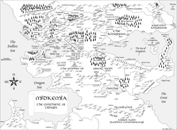 A map of Midkemia's Triagia continent, setting of the Riftwar novels