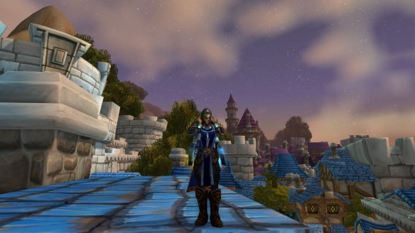 My rogue shows off the tabard for my new one-man Alliance guild