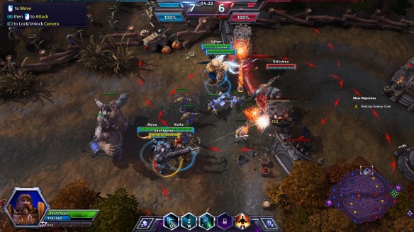 A large battle in the Heroes of the Storm tutorial