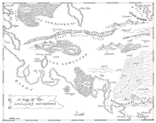 A map of the world of "Shadows of the Apt"