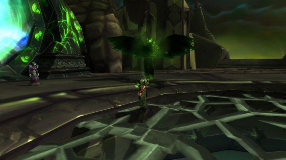 My warlock completing the warlock green fire chain in World of Warcraft