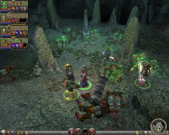 Exploring a cave in Dungeon Siege II