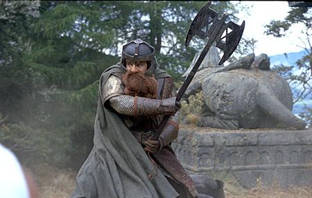 A shot of Gimli, son of Gloin, in the Lord of the Rings films