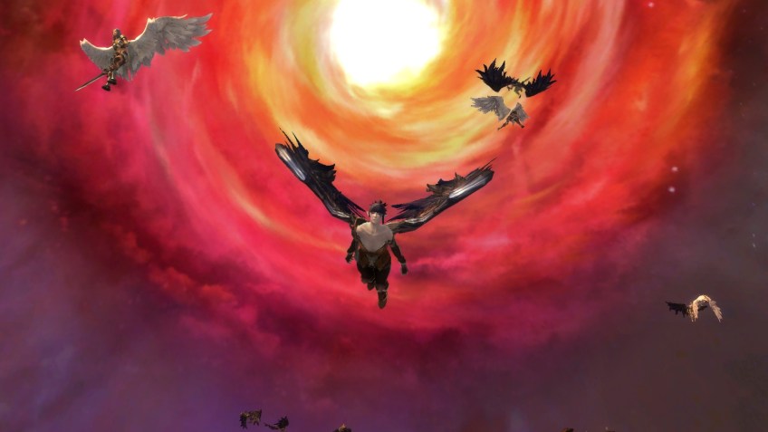 My gunslinger flying through the Abyss in Aion