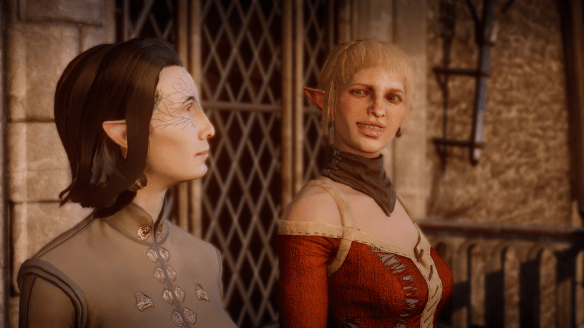 My inquisitor and Sera in Dragon Age: Inquisition