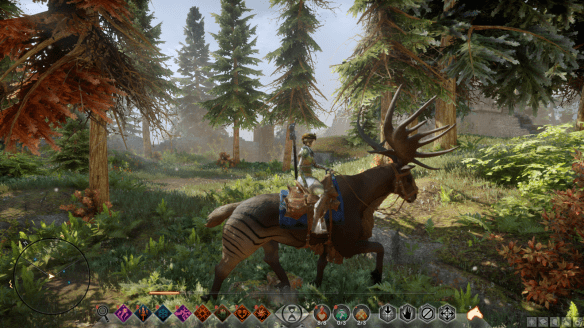 My inquisitor riding her Pride of Arlathan stag mount in Dragon Age: Inquisition