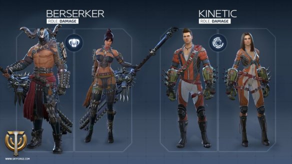 A preview image of the berserker and kinetic classes from Skyforge