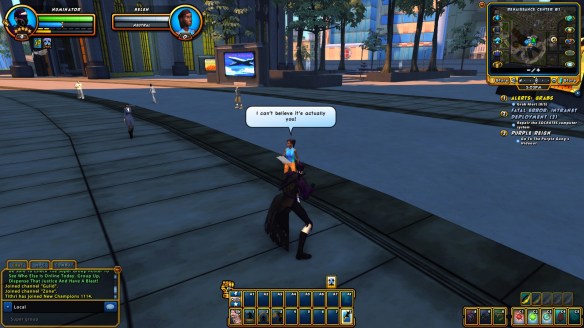 Talking to an NPC in Champions Online