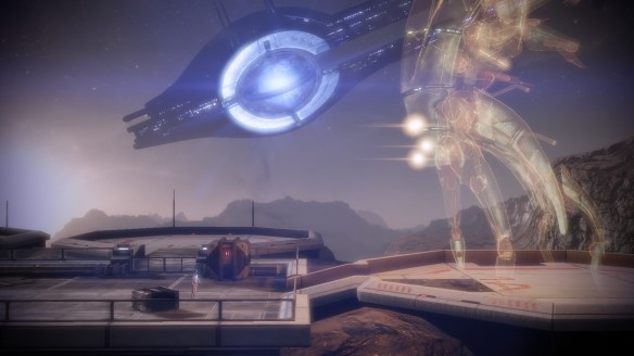 My Shepard confronts Harbinger in Mass Effect 2: Arrival