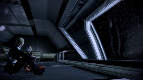 My Shepard getting to know Samara in Mass Effect 2