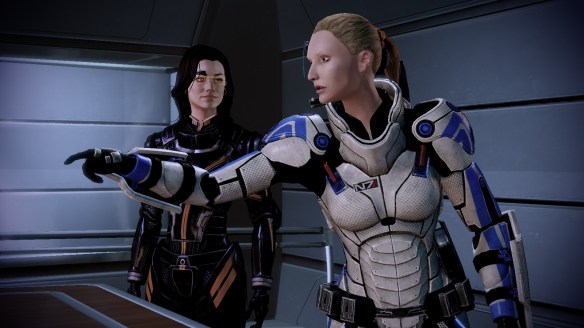 My Shepard making a speech in Mass Effect 2