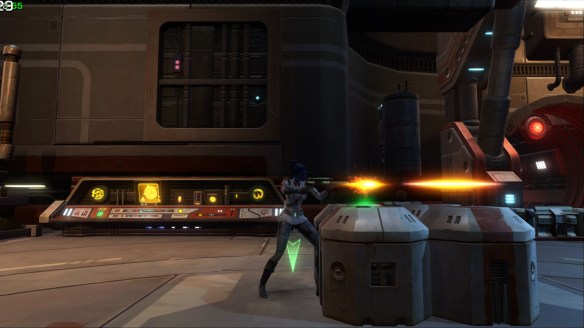 My Imperial agent in a firefight in Star Wars: The Old Republic