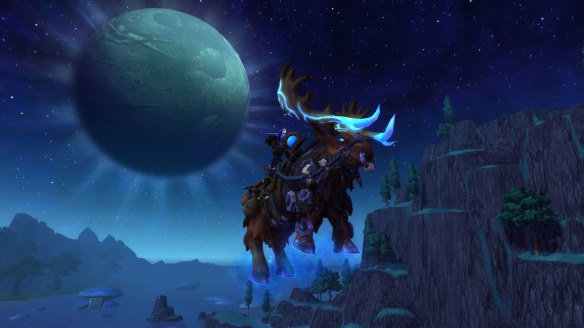 My monk riding her grove warden mount in World of Warcraft