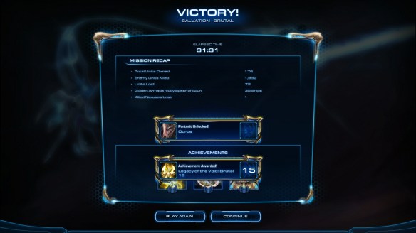 I earn the achievement for completing Legacy of the Void on brutal