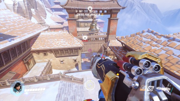 Soaring above Overwatch's Nepal map as Pharah