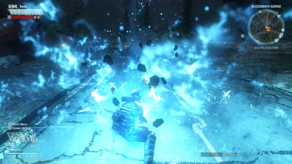 The AoE attack of a charge blade in Defiance