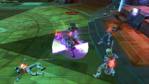 My Sith inquisitor battling enemy forces in Star Wars: The Old Republic