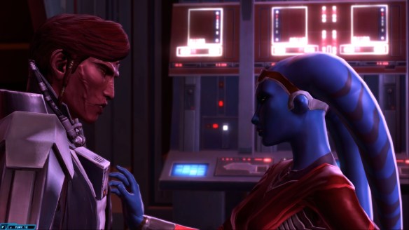 Vette and my warrior share a private moment in Star Wars: The Old Republic