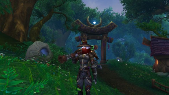 My monk posing with Fu Zan, the Wanderer's Companion in World of Warcraft: Legion