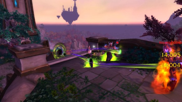 My warlock does battle in Suramar in World of Warcraft: Legion