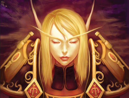 Art of a Blood Elf paladin from the Warcraft universe