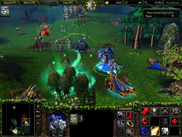 A mission from the Night Elf campaign in Warcraft III: Reign of Chaos