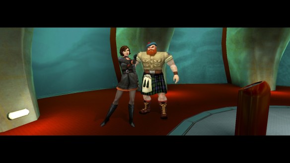 Cate Archer and Magnus Armstrong in No One Lives Forever 2: A Spy in H.A.R.M.'s Way