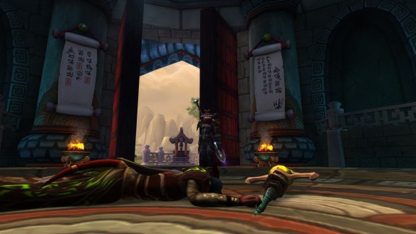 My monk surveys her grim handiwork in World of Warcraft