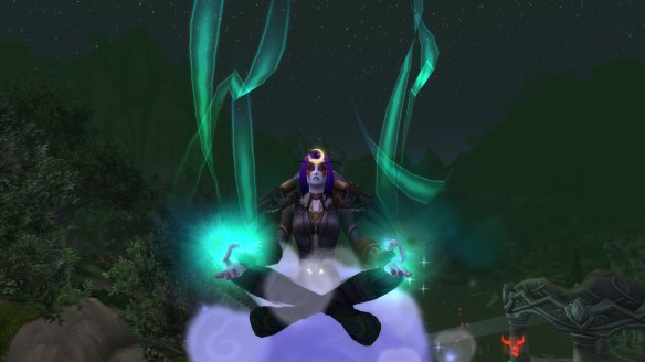 My monk using the Zen Flight ability in World of Warcraft