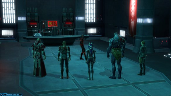 My Sith inquisitor and his companions in Star Wars: The Old Republic